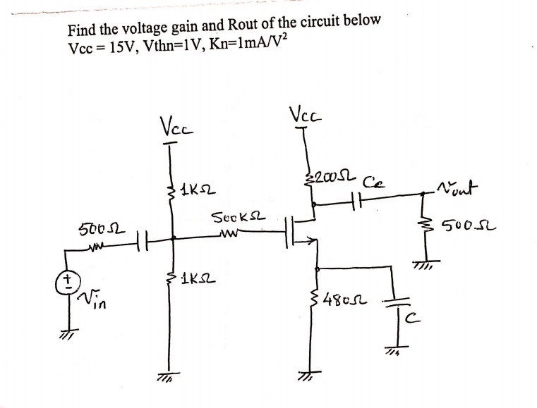 Solved Find the voltage gain and Rout of the circuit below | Chegg.com
