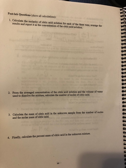 Solved EXPERIMENT7 ANALYSIS OF UNKNOWN ACIDS BY ACID/BASE