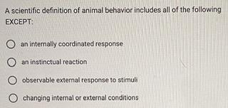 Solved A scientific definition of animal behavior includes | Chegg.com