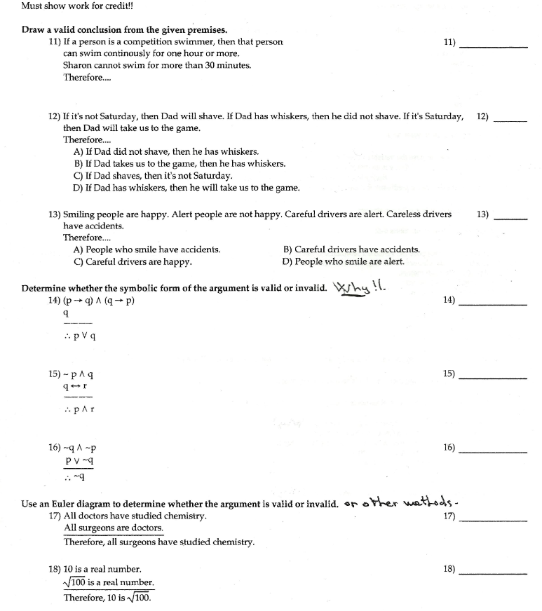 Solved Draw a valid conclusion from the given premises. 11) | Chegg.com