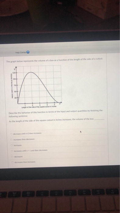 Solved Help Center The graph below represents the volume of | Chegg.com