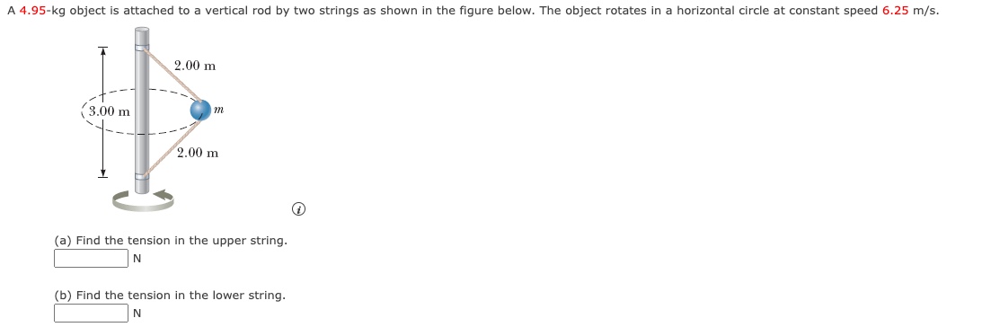 Solved A 4.95-kg object is attached to a vertical rod by two | Chegg.com