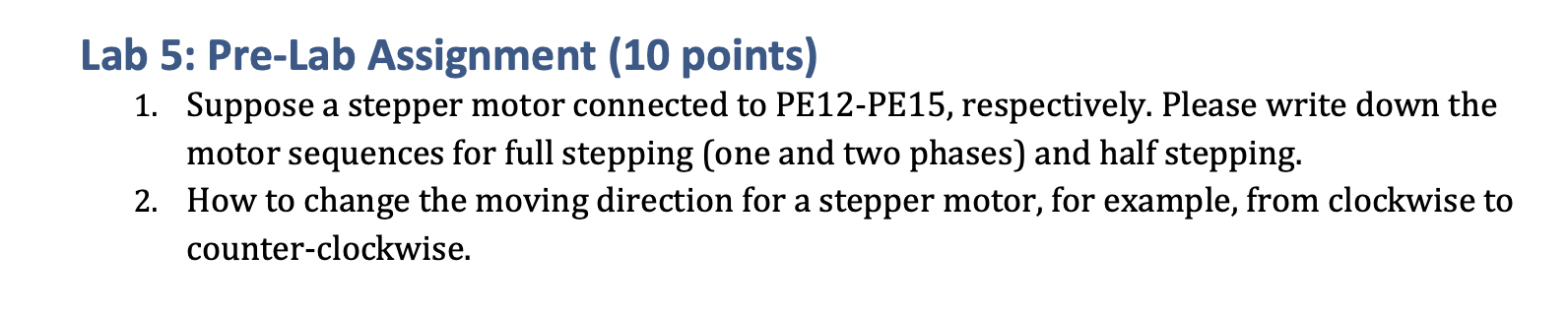 Solved Lab 5: Pre-Lab Assignment (10 points) 1. Suppose a | Chegg.com