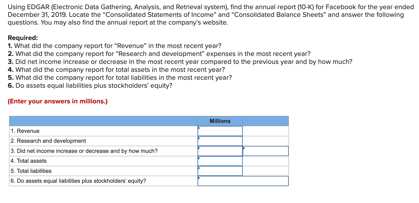 Solved Using EDGAR (Electronic Data Gathering, Analysis, And | Chegg.com