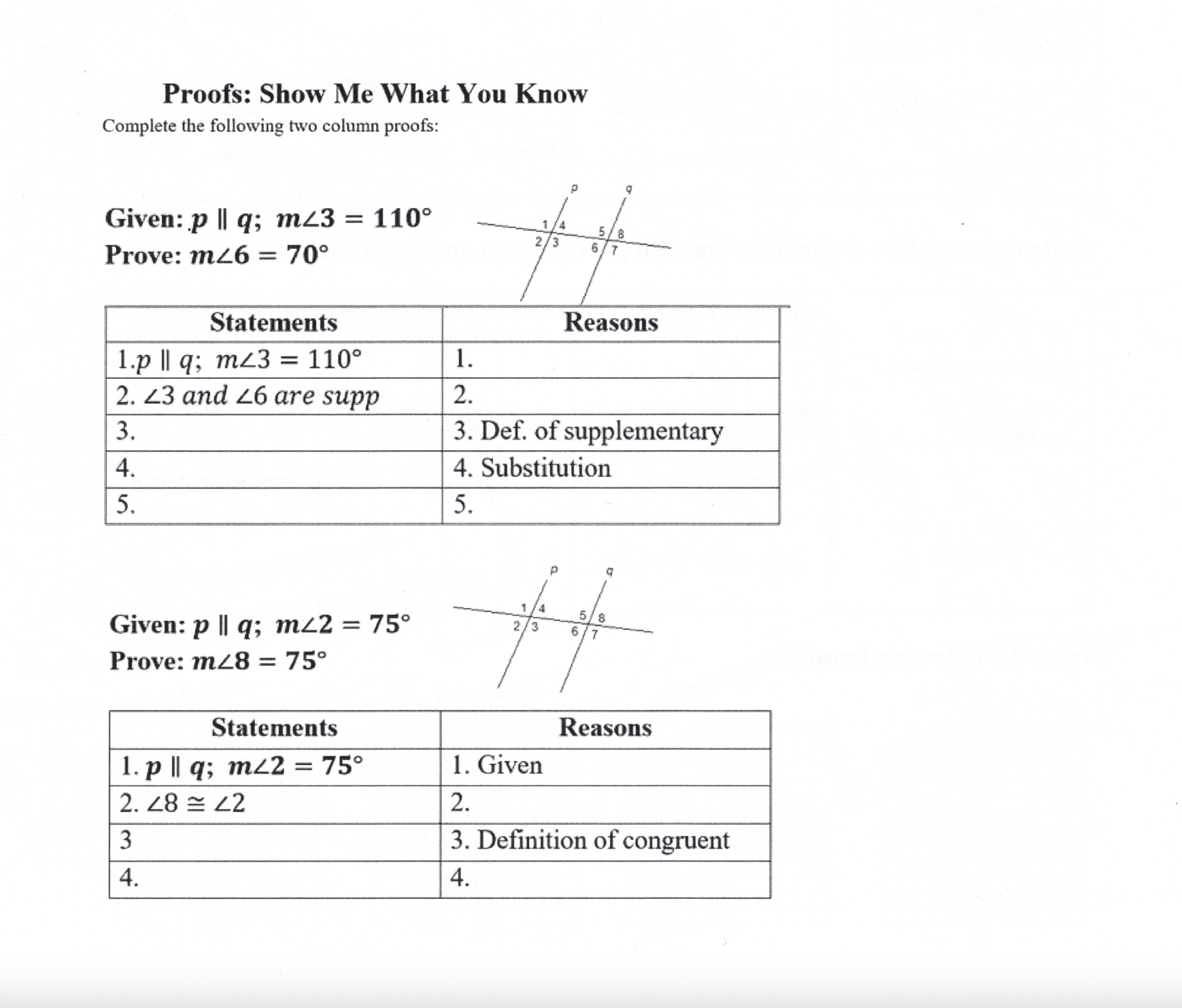 Solved Proofs: Show Me What You KnowComplete the following | Chegg.com