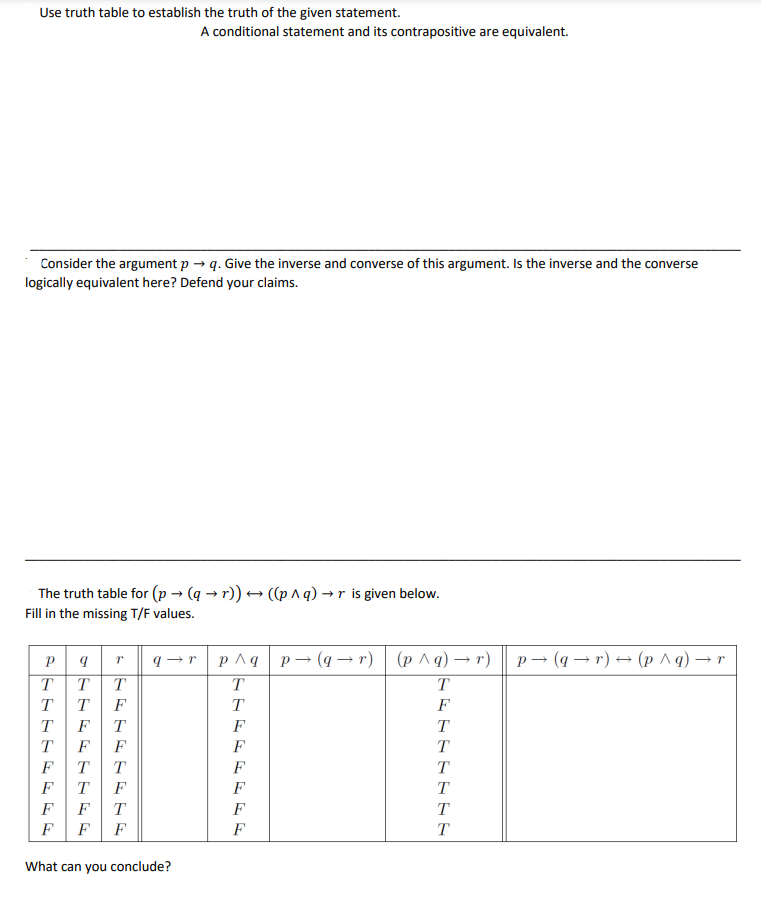 Solved Use truth table to establish the truth of the given 