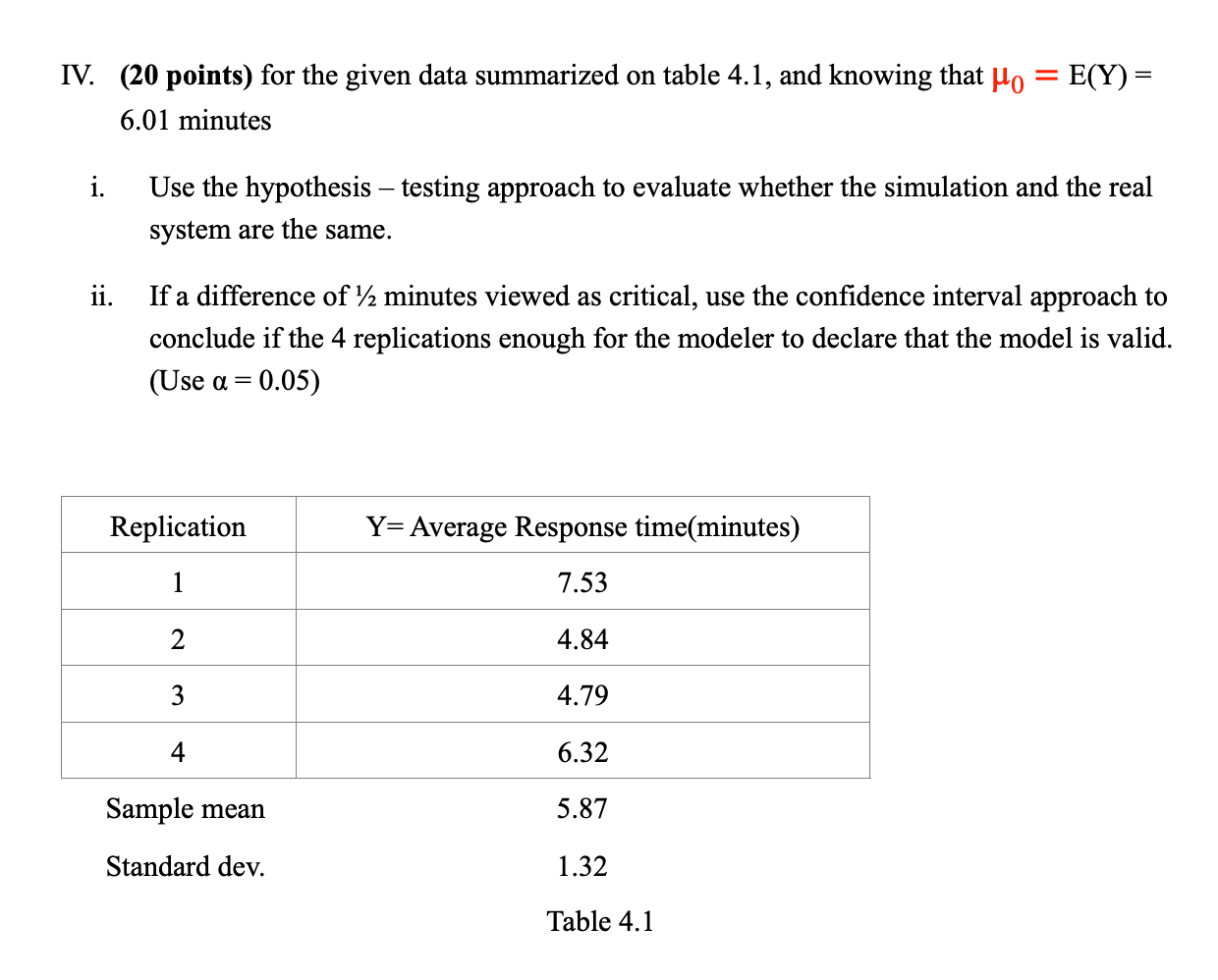 Solved IV. (20 points) for the given data summarized on | Chegg.com