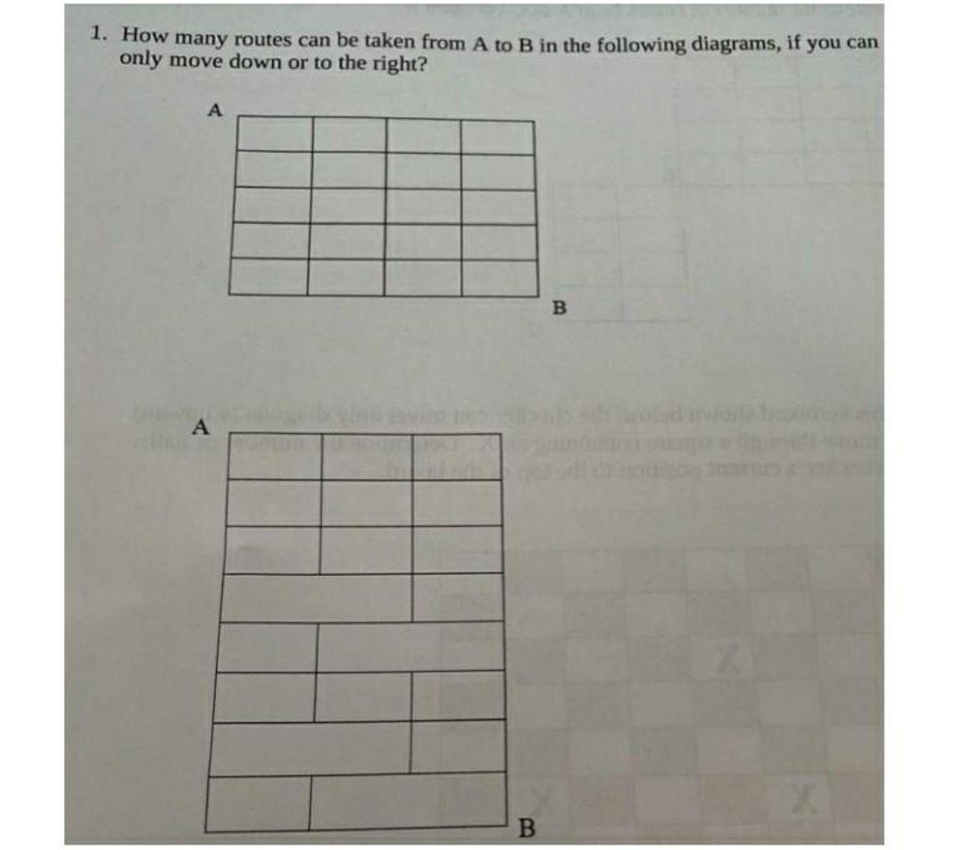 Solved 1. How many routes can be taken from A to B in the | Chegg.com
