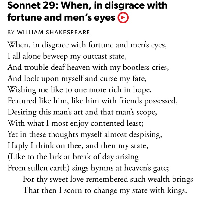 william shakespeare sonnet 29 essay