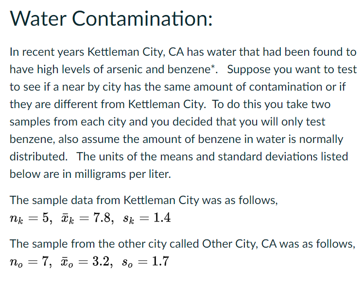 Solved Water Contamination In recent years Kettleman City,