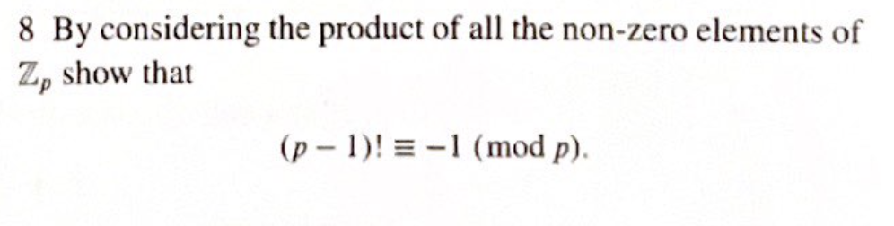 Solved 8 By considering the product of all the non-zero | Chegg.com