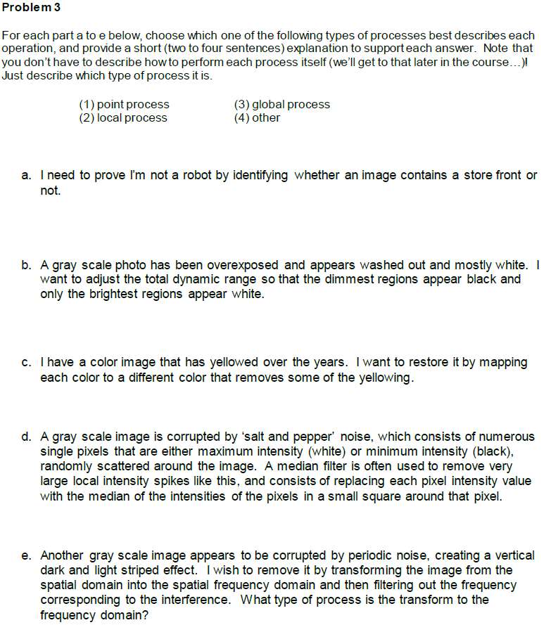 Solved Problem 3 For each part a to e below, choose which | Chegg.com