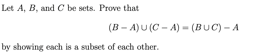 Solved Let A,B, And C Be Sets. Prove That | Chegg.com