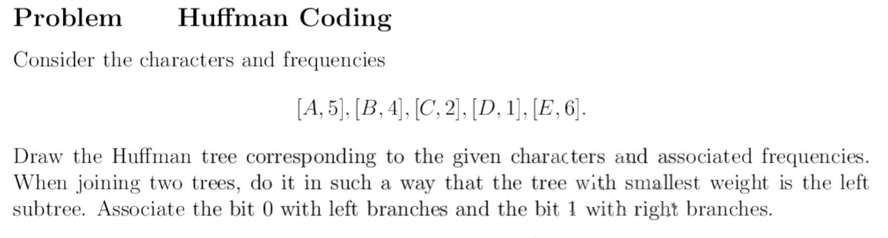 Solved Problem Huffman Coding Consider The Characters And | Chegg.com