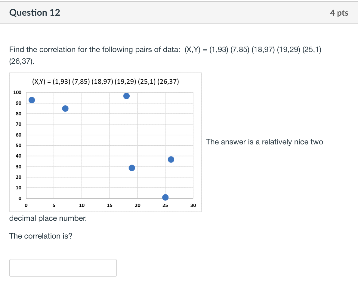 Find the correlation for the following pairs of data: | Chegg.com