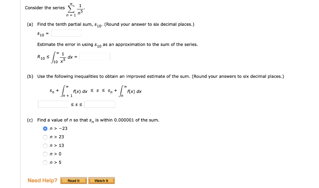 Solved Consider the series (a) Find the tenth partial sum, | Chegg.com