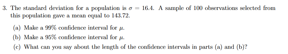 Solved 3. The standard deviation for a population is o = | Chegg.com