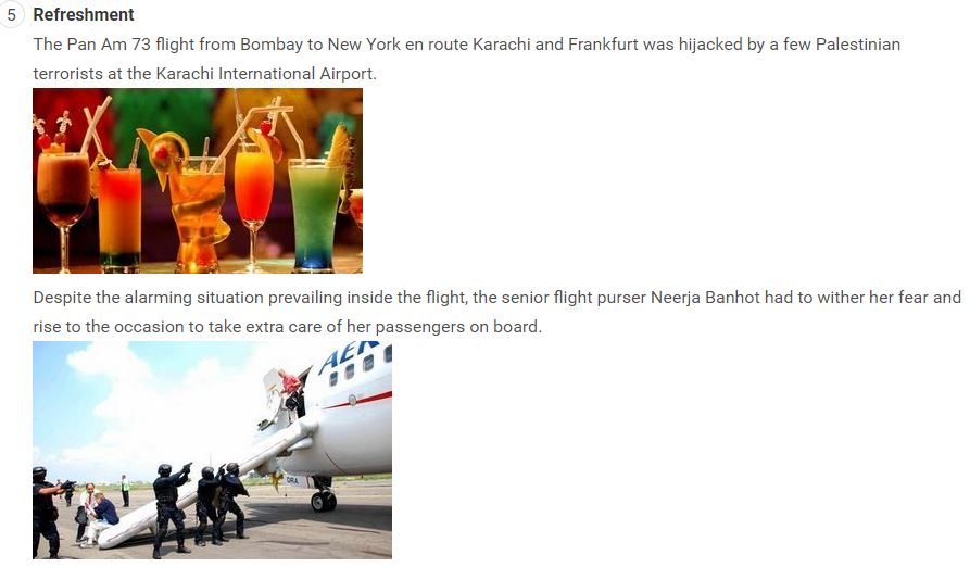 5 Refreshment The Pan Am 73 flight from Bombay to New York en route Karachi and Frankfurt was hijacked by a few Palestinian t