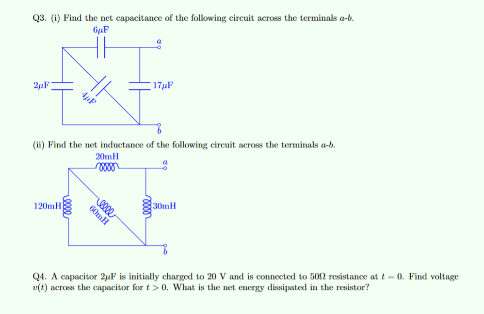 Solved Q3. (i) Find the net capacitance of the following | Chegg.com