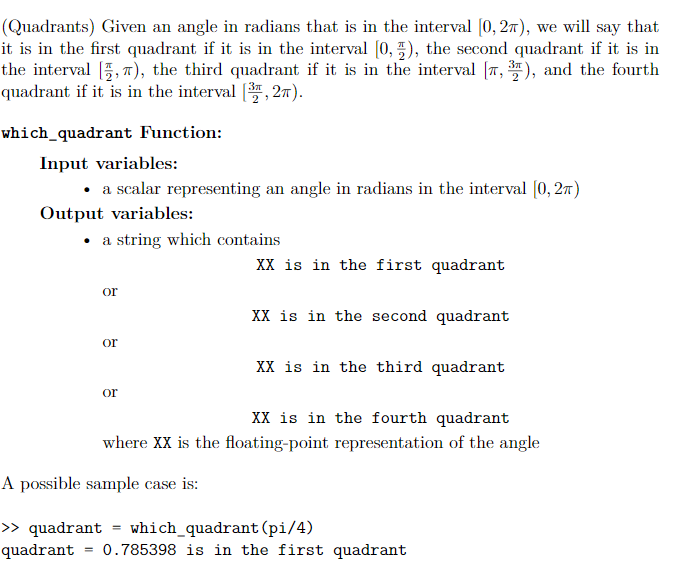 Solved (Quadrants) Given an angle in radians that is in the | Chegg.com