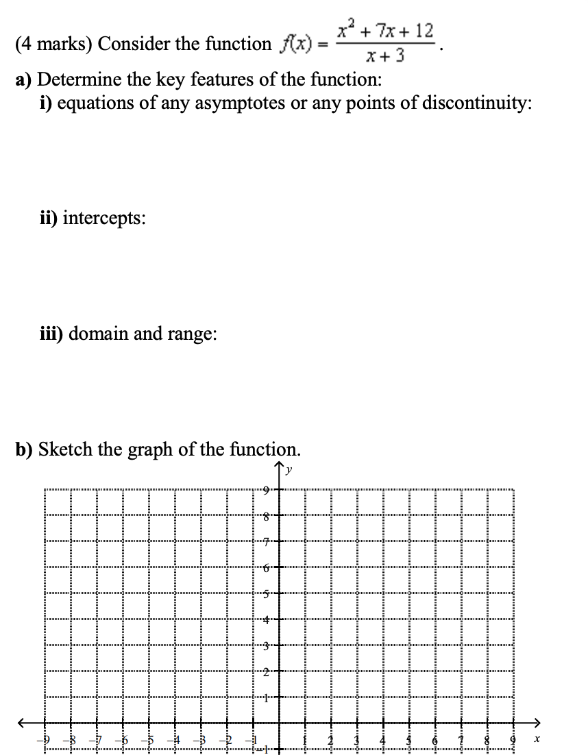 Solved (4 marks) Consider the function f(x)=x+3x2+7x+12. a) | Chegg.com