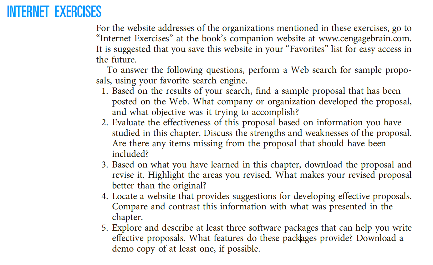 Solved INTERNET EXERCISES For the website addresses of the | Chegg.com