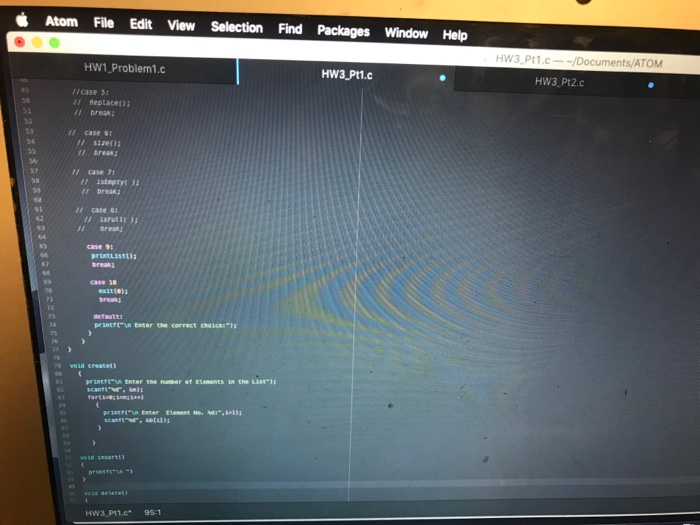 Atom File Edit View Selection Find Packages Window | Chegg.com