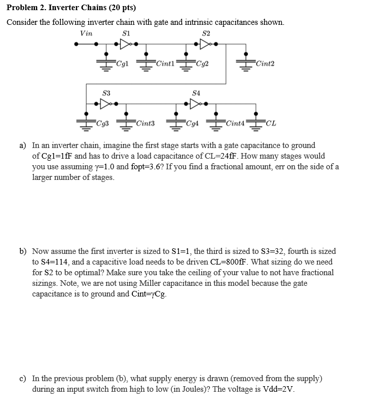 Solved Problem 2. Inverter Chains ( 20pts) Consider the | Chegg.com