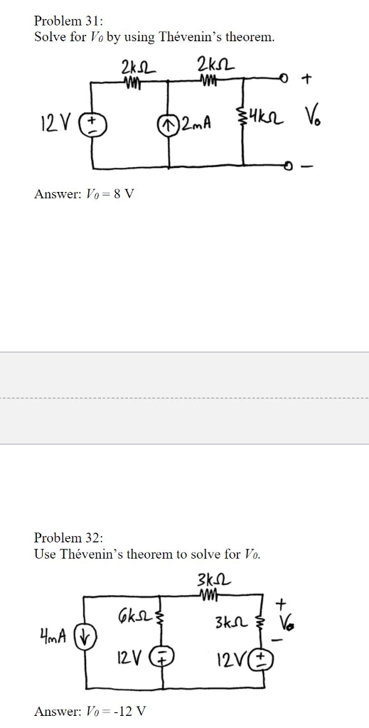 Solved Problem Solve For Vo By Using Th Venin S Theorem Chegg Com