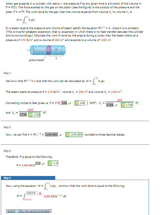 Solved When gas expands in a cylinder with radius r, the