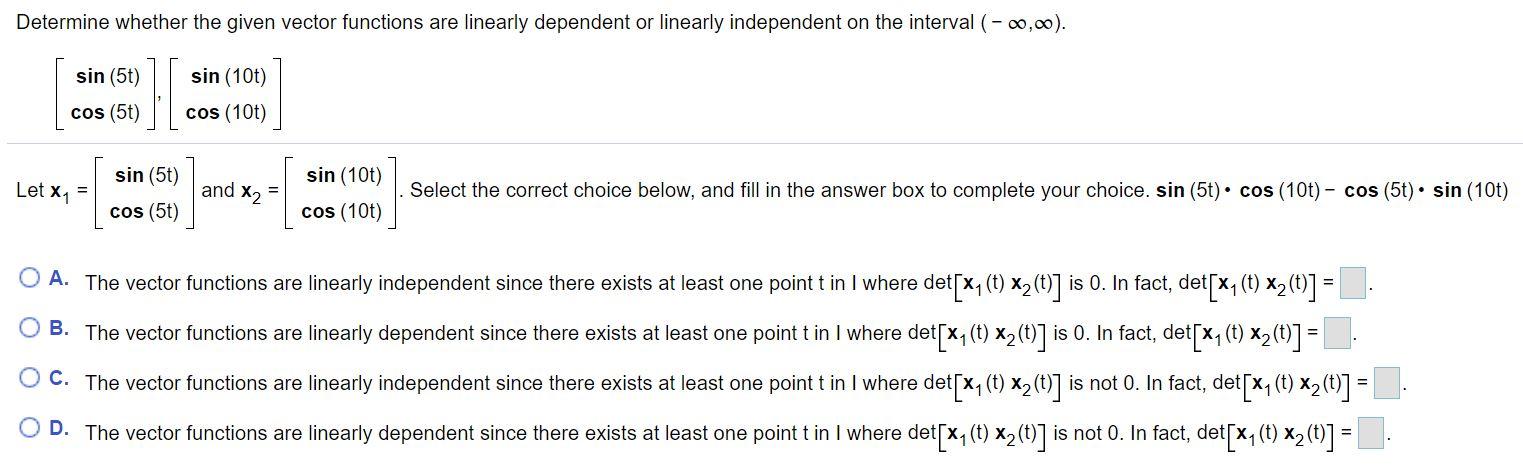 Solved Determine whether the given vector functions are | Chegg.com