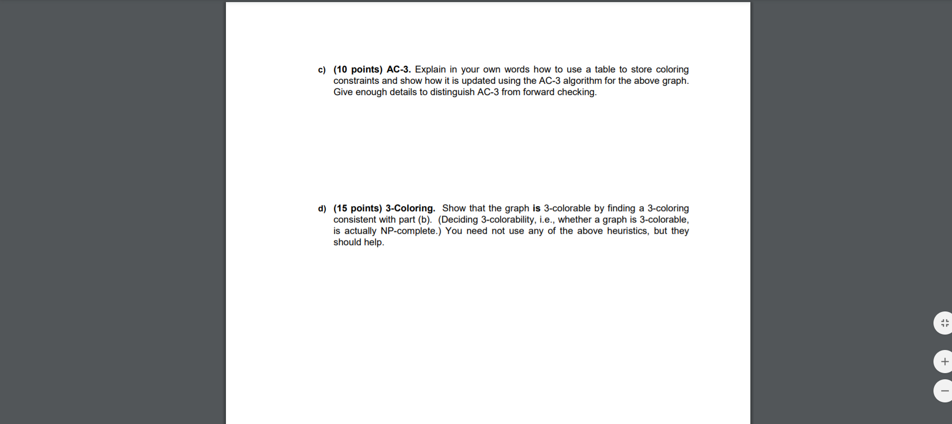 1. Constraint Satisfaction Problems (4 parts, 50 | Chegg.com