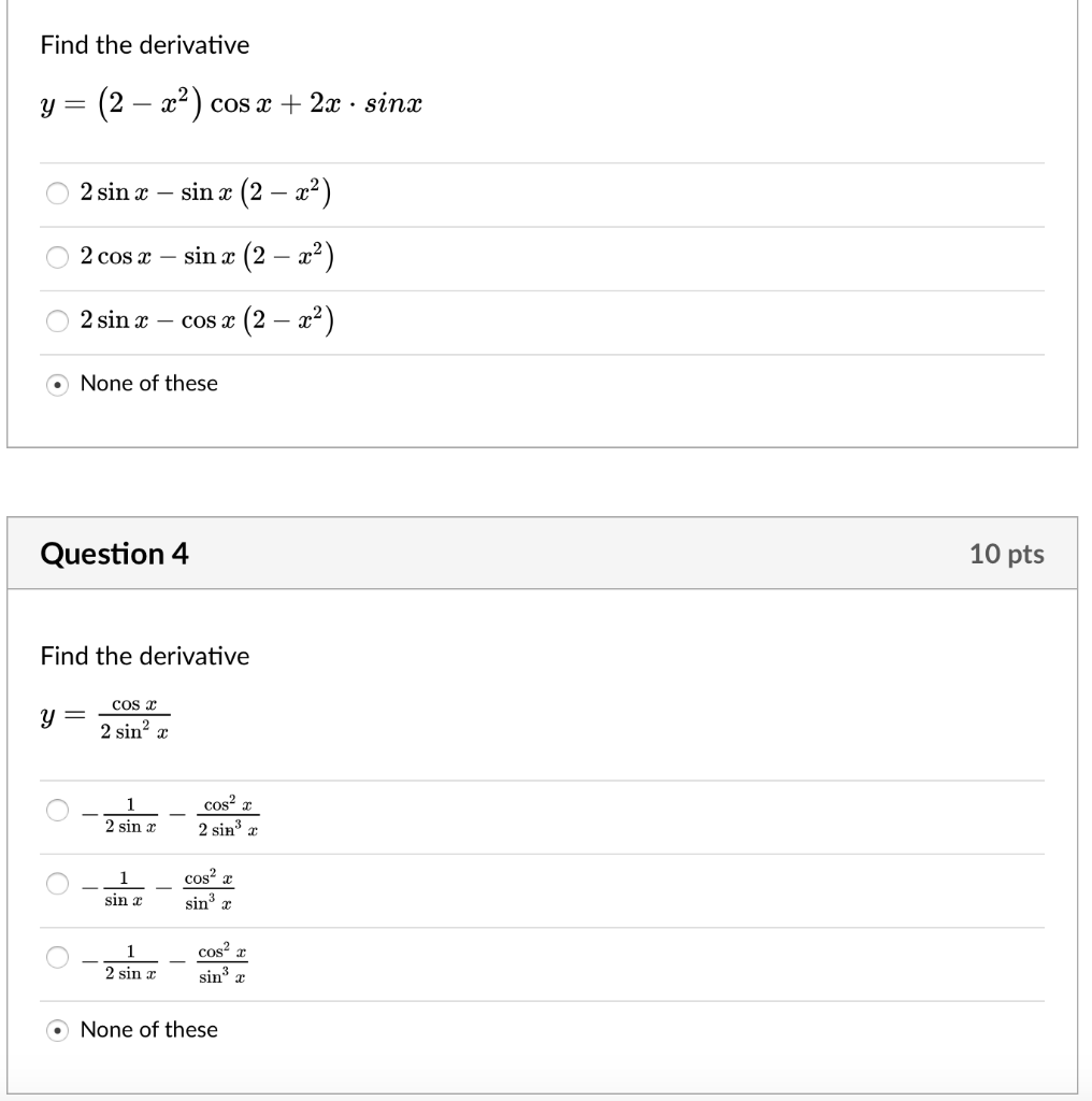 derivative of y cos 2x sin 2x