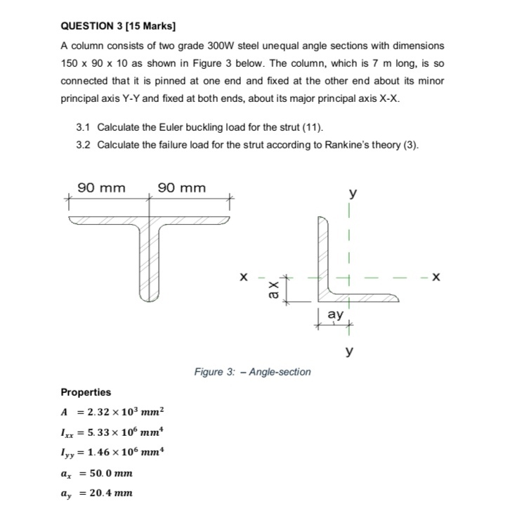 Solved QUESTION 3 [15 ﻿Marks]A column consists of ﻿two grade | Chegg.com