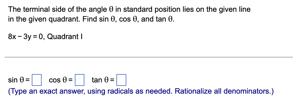 Solved The terminal side of the angle θ in standard position | Chegg.com