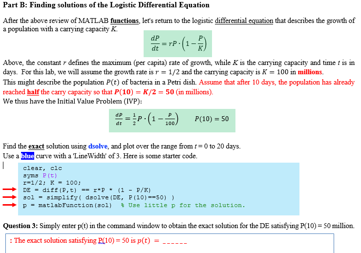 Solved Part B: Finding Solutions Of The Logistic | Chegg.com