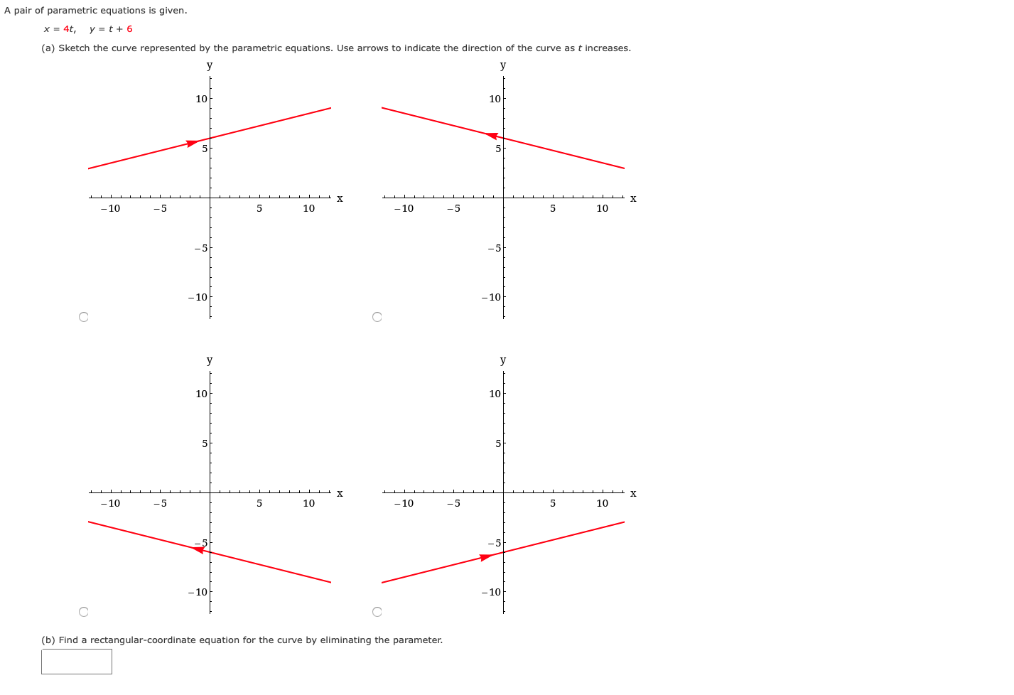 Solved A Pair Of Parametric Equations Is Given X 4t Y