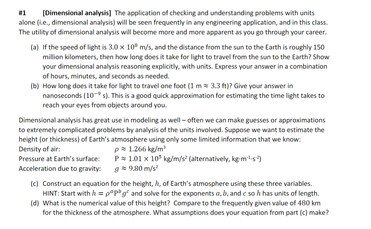 Solved \#1 [Dimensional analysis] The application of | Chegg.com