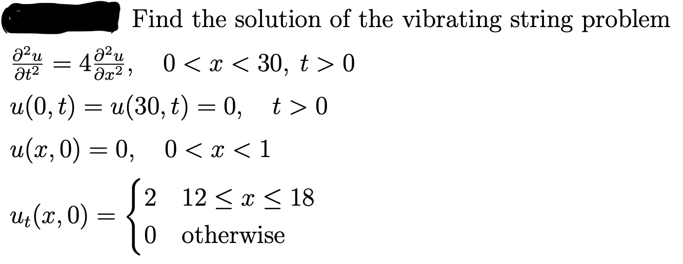 Solved Find the solution of the vibrating string problem | Chegg.com