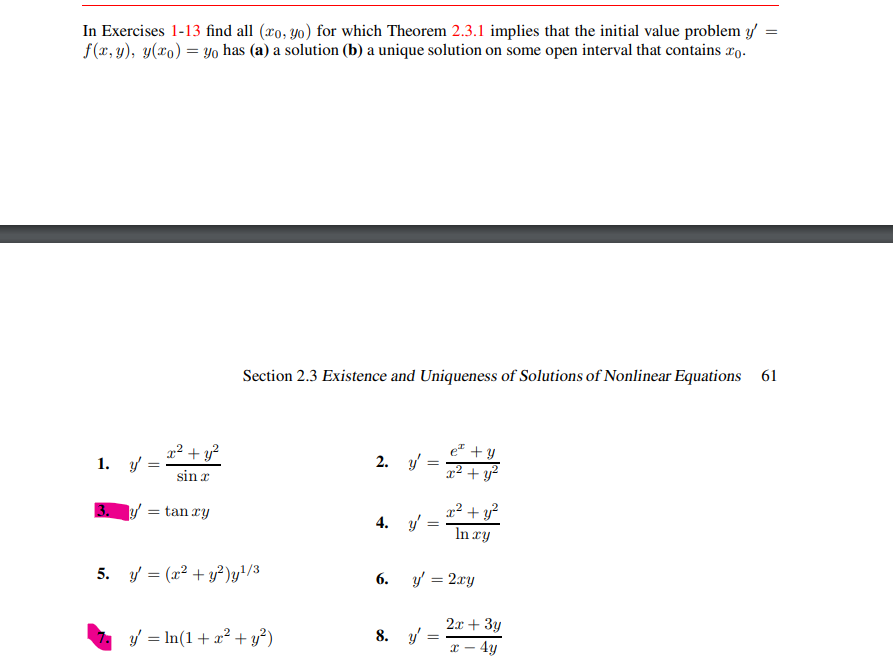 Solved In Exercises 1-13 Find All (x0,y0) For Which Theorem | Chegg.com