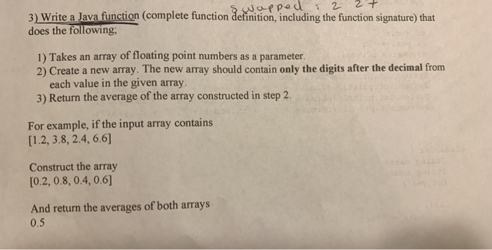 Solved 3) Write a Java function (complete function | Chegg.com