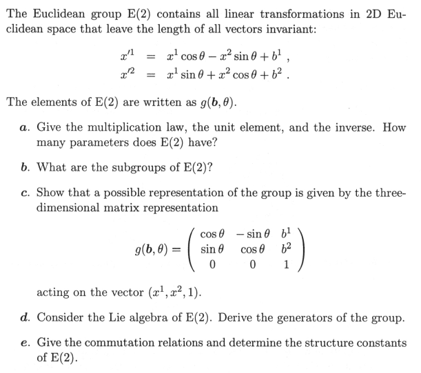 representation of euclidean group