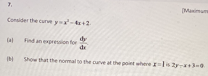 Solved 7 Maximum Consider The Curve Y X2 4x 2 A Find Chegg Com