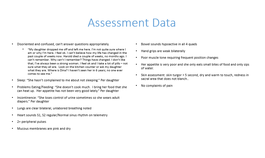 Fill in the boxes below based off the assessment data | Chegg.com