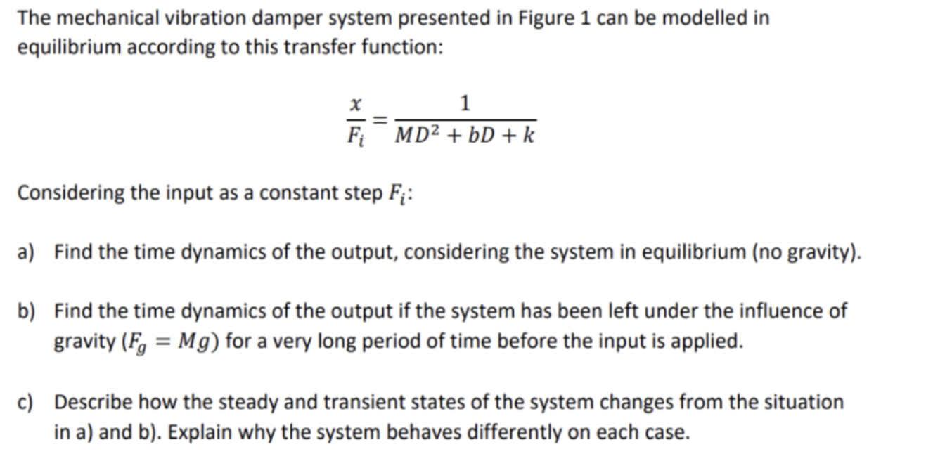 The mechanical vibration damper system presented in | Chegg.com
