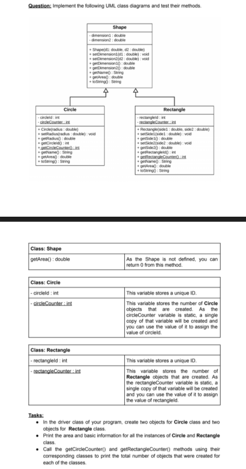 Solved Question: Implement the following UML class diagrams | Chegg.com