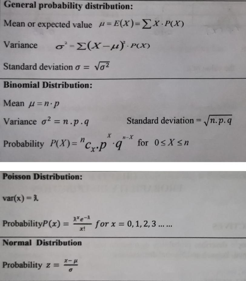statistics probability formulas