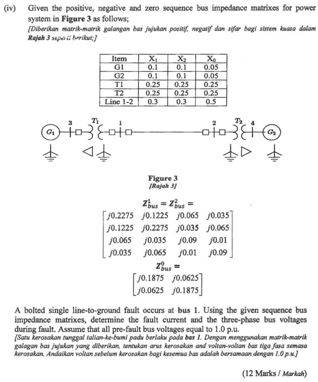 Solved (iv) Given the positive, negative and zero sequence | Chegg.com