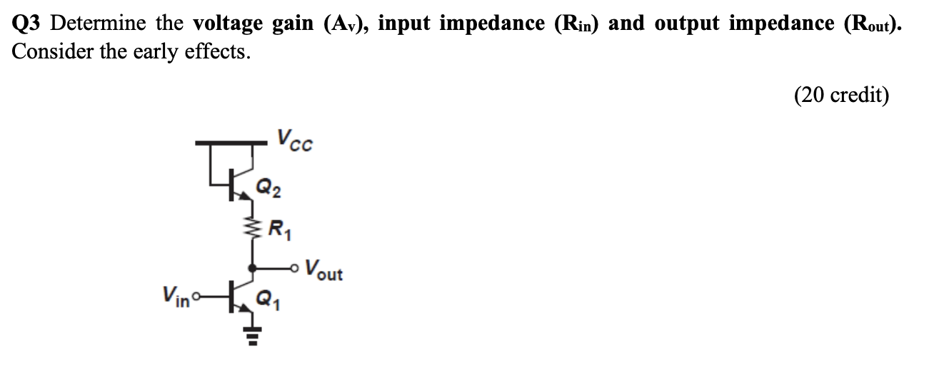 Solved Q3 Determine the voltage gain (Av), input impedance | Chegg.com