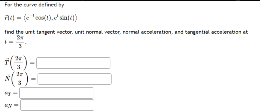Solved for the curve defined by r(t)